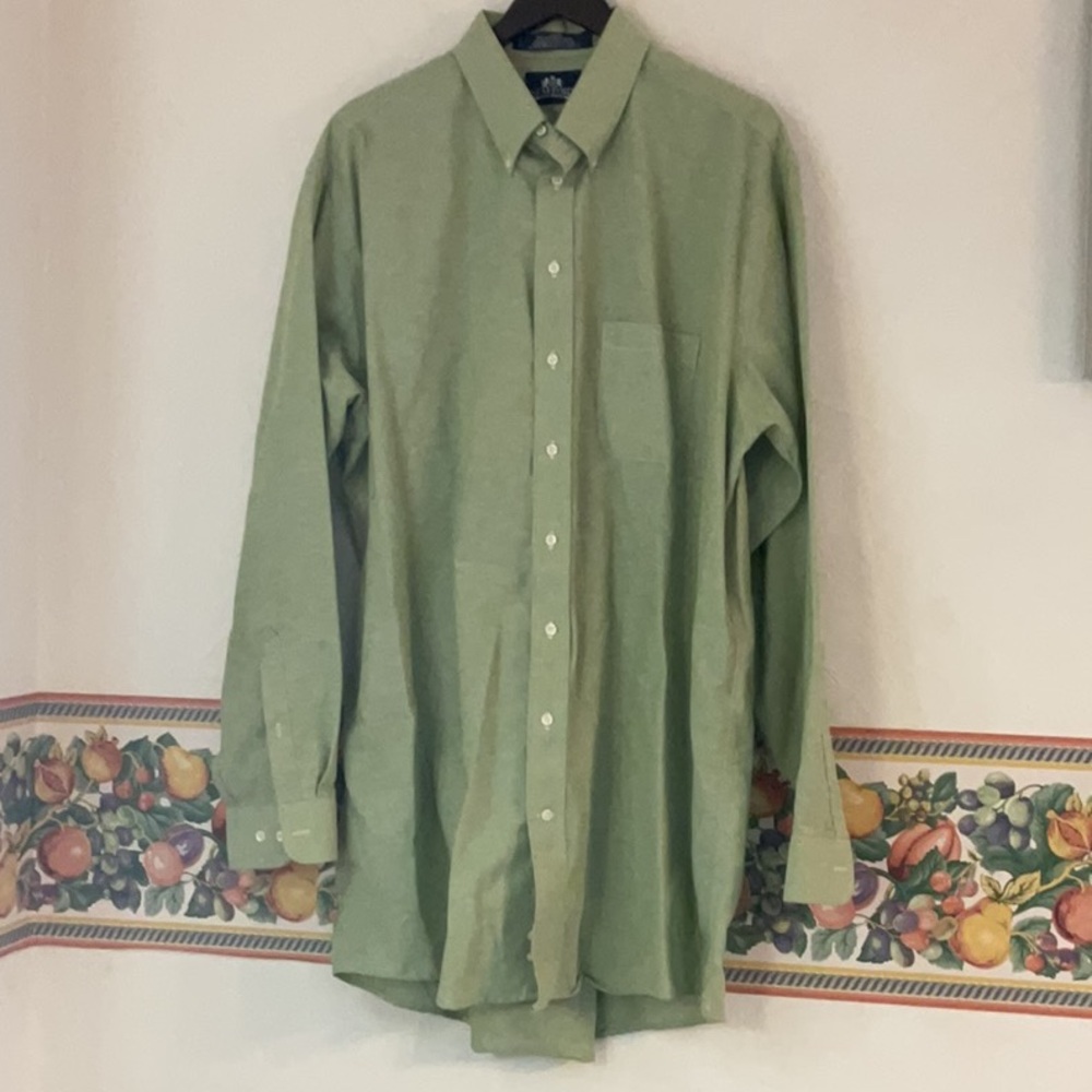 Stafford Wrinkle Free Classic Fit Button Down Shirt, Neck 18, Sage Green